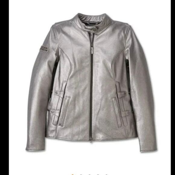 Harley Davidson Jackets & Blazers - NWT Harley-Davidson Women Paradigm Trip Vent Leather Jacket Silver xl